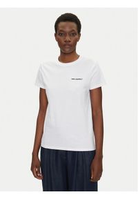 Karl Lagerfeld - KARL LAGERFELD T-Shirt A1W17019 Biały Regular Fit. Typ kołnierza: dekolt w karo. Kolor: biały. Materiał: bawełna