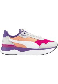 Buty Puma R78 Voyage W 380729 08 białe fioletowe różowe szare wielokolorowe. Okazja: na co dzień. Zapięcie: sznurówki. Kolor: fioletowy, biały, wielokolorowy, szary, różowy. Materiał: guma. Szerokość cholewki: normalna