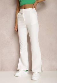 Renee - Białe Spodnie Dzwony Evissa. Kolor: biały. Materiał: koronka. Długość: krótkie. Wzór: jednolity. Styl: elegancki