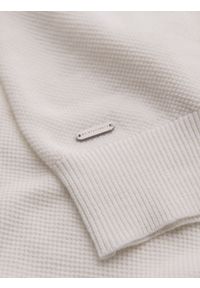 Ombre Clothing - Bawełniana koszulka męska polo ze strukturalnej dzianiny – złamana biel V4 - Rozmiar: XXL. Okazja: do pracy, na co dzień. Typ kołnierza: polo. Materiał: bawełna, dzianina. Długość: krótkie. Styl: casual, elegancki #8