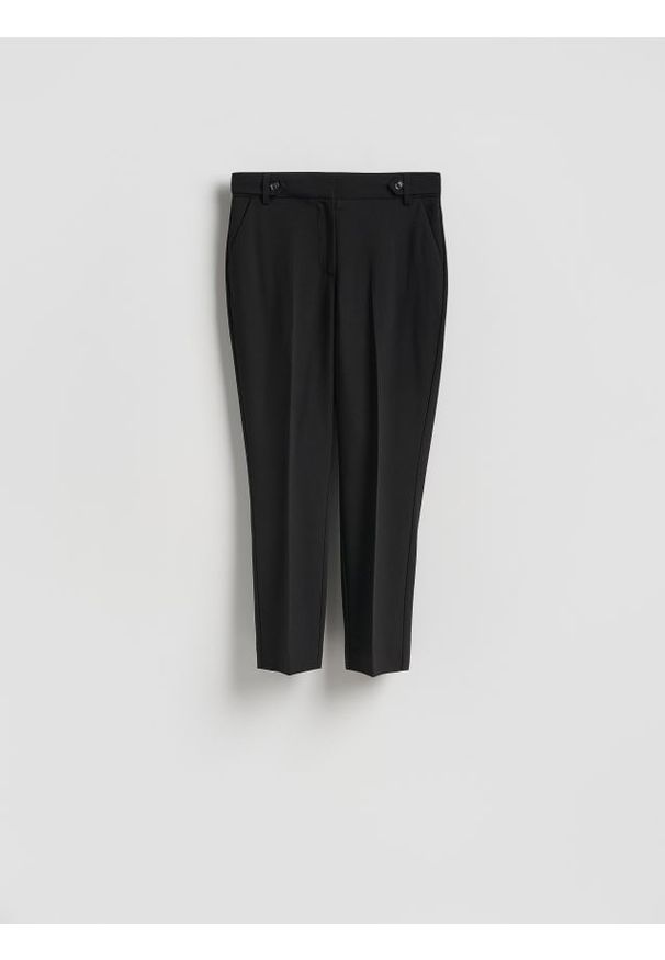 Reserved - Spodnie w kant - czarny. Kolor: czarny. Materiał: tkanina, wiskoza