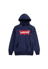 Levi's® - Levi's Bluza dziecięca kolor granatowy z kapturem z nadrukiem. Okazja: na spotkanie biznesowe. Typ kołnierza: kaptur. Kolor: niebieski. Materiał: dzianina. Wzór: nadruk. Styl: biznesowy #1