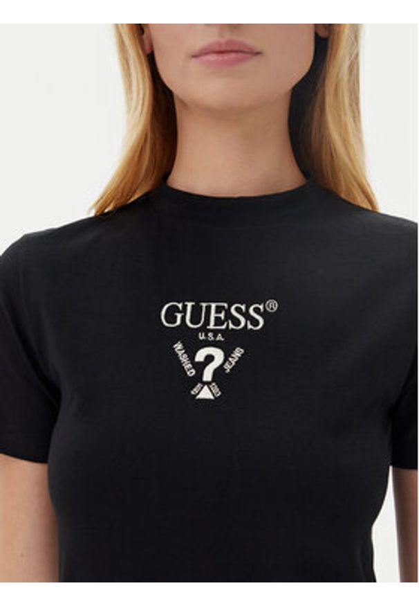 Guess Sukienka codzienna V4YK02 KCDH1 Czarny Regular Fit. Okazja: na co dzień. Kolor: czarny. Materiał: bawełna. Typ sukienki: proste. Styl: casual