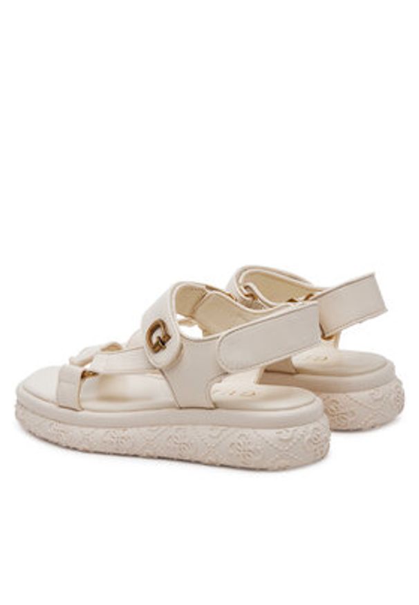 Guess Sandały FLJLAN ELE03 Écru. Kolor: kremowy. Materiał: skóra