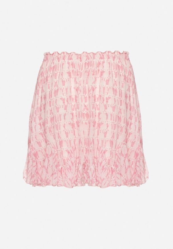 Born2be - Różowa Spódnica o Rozkloszowanym Kroju z Falbanką Yasselia. Okazja: na co dzień, na spacer. Kolor: różowy. Styl: casual, elegancki