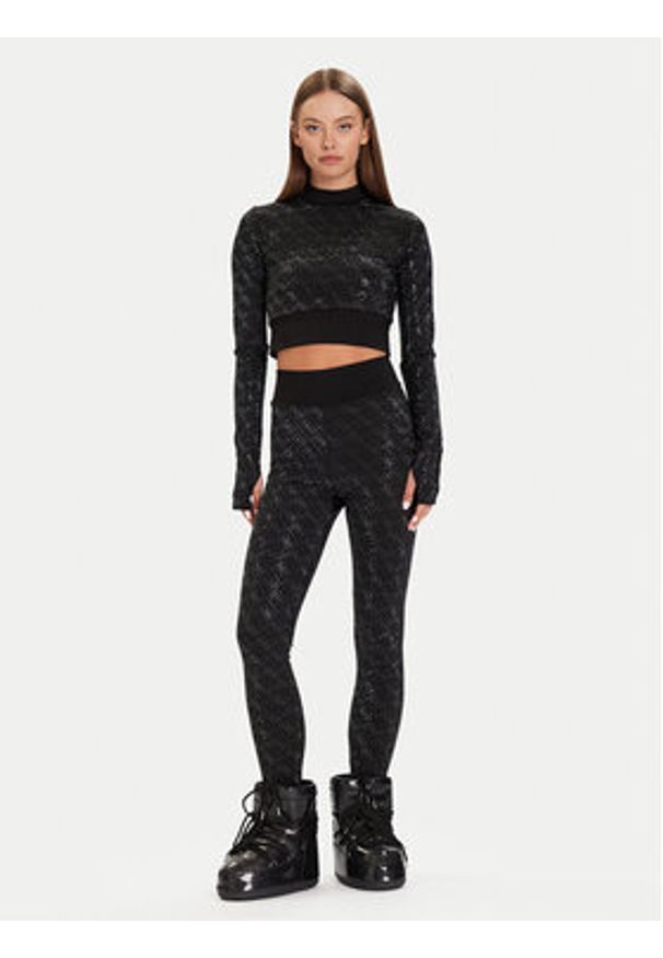 Guess Bluzka W5BP48 K7182 Czarny Slim Fit. Kolor: czarny. Materiał: syntetyk