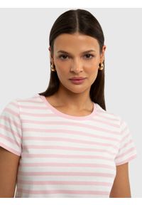 Big-Star - Koszulka damska bawełniana w paski różowa Salinsa 600. Kolor: różowy. Materiał: bawełna. Wzór: paski. Sezon: lato. Styl: klasyczny, elegancki, wakacyjny #4