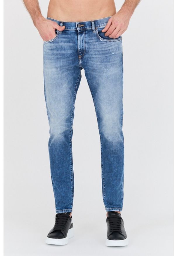 Diesel - DIESEL Niebieski jeansy D-Struktslim jeans. Kolor: niebieski