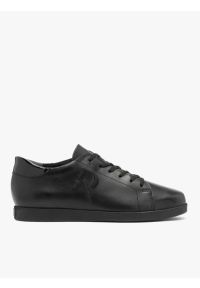 Ryłko - Czarne sneakersy ze skóry licowej. Nosek buta: okrągły. Kolor: czarny. Materiał: skóra. Styl: street, sportowy #1
