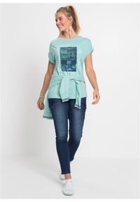 bonprix - T-shirt z miękkiej mieszanki wiskozy. Kolor: niebieski. Materiał: wiskoza, materiał. Wzór: nadruk #3