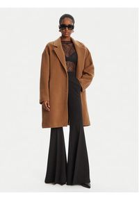 Pinko - PINKO Płaszcz wełniany 105685 A2SM Brązowy Regular Fit. Kolor: brązowy. Materiał: wełna #6