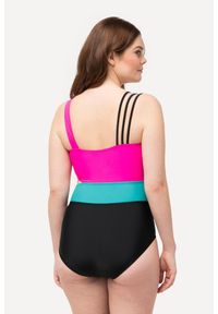 ULLA POPKEN - Damski Kostium kąpielowy bloki kolorów miękkie miseczki z recyklingu. Kolekcja: plus size. Kolor: różowy. Materiał: elastan, poliamid, materiał