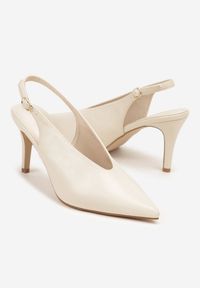 Renee - Beżowe Sandały Slingback na Obcasie Typu Szpilka Latira. Okazja: na randkę, na wesele, na imprezę, na studniówkę, na ślub cywilny. Zapięcie: pasek. Kolor: beżowy. Obcas: na obcasie. Styl: elegancki. Wysokość obcasa: średni #4