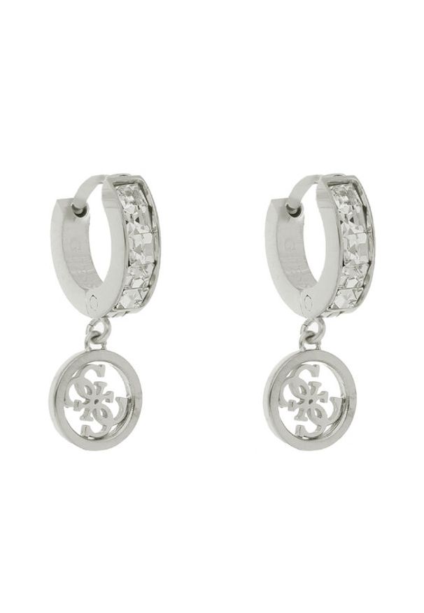 Guess Kolczyki Huggie Me JUBE03 147JW Srebrne rodowanie. Materiał: srebrne. Kolor: srebrny