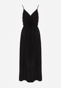 Renee - Czarna Sukienka z Wiskozy Anomaria. Kolor: czarny. Materiał: wiskoza. Długość rękawa: na ramiączkach. Sezon: lato. Typ sukienki: rozkloszowane, kopertowe. Długość: maxi #2