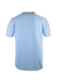 Męski T-Shirt, Dekolt z Guzikami - Pako Jeans - Błękitna, Drobny Wzór. Okazja: na co dzień. Kolor: niebieski. Materiał: bawełna. Styl: casual #4