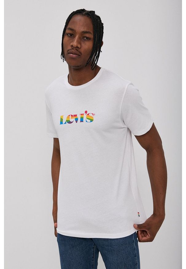 Levi's® - Levi's - T-shirt. Okazja: na co dzień, na spotkanie biznesowe. Kolor: biały. Wzór: nadruk. Styl: biznesowy, casual