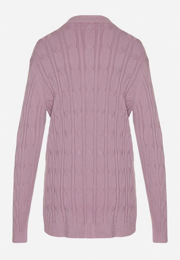 Born2be - Fioletowy Sweter z Wiskozą i Ozdobnym Splotem Savria. Okazja: na co dzień. Kolor: fioletowy. Materiał: wiskoza. Wzór: ze splotem. Styl: casual, klasyczny