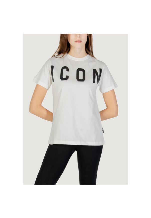 Koszulka crop top Kobieta ICON. Kolor: biały. Materiał: bawełna
