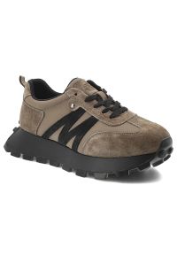 Sneakersy damskie Vinceza, cholewka ze skóry naturalnej sznurowany fason na grubej podeszwie, zielone, 41520. Okazja: na co dzień, na spacer. Zapięcie: sznurówki. Kolor: zielony. Materiał: skóra. Szerokość cholewki: normalna. Sport: turystyka piesza #1