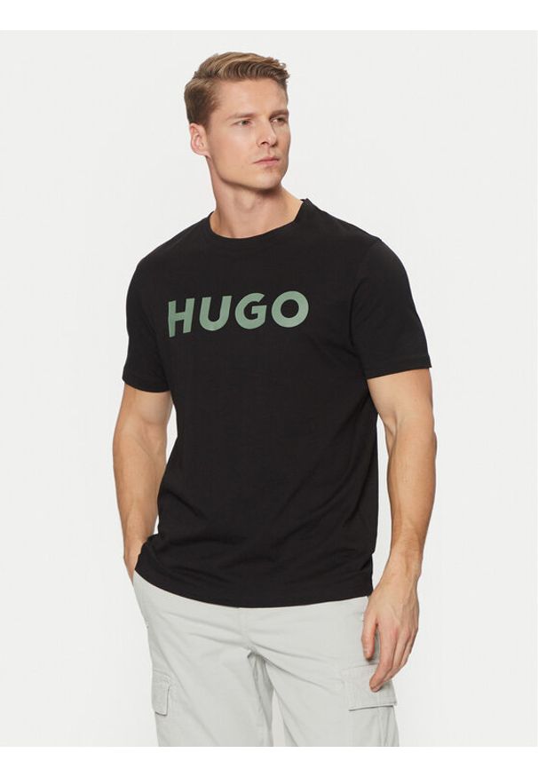 Hugo - HUGO T-Shirt Dulivio 50467556 Czarny Regular Fit. Kolor: czarny. Materiał: bawełna