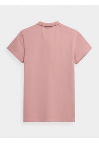 4f - Koszulka polo regular damska. Typ kołnierza: polo. Kolor: różowy. Materiał: bawełna, materiał
