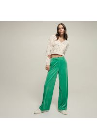 Reserved - Szerokie spodnie - Zielony. Kolor: zielony