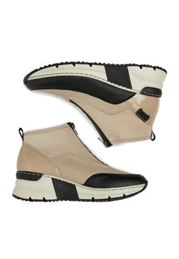 Rieker Botki N6352-60 Beżowy. Kolor: beżowy. Materiał: materiał