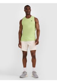 4f - 4F Tank top treningowy szybkoschnący męski - zielony XL. Kolor: zielony. Materiał: materiał, włókno, syntetyk, elastan. Wzór: ze splotem. Sport: fitness