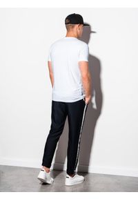Ombre Clothing - T-shirt męski bez nadruku S884 - biały - XXL. Kolor: biały. Materiał: dzianina, materiał, bawełna. Styl: klasyczny #3