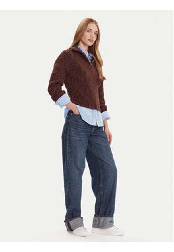 Tommy Jeans Sweter DW0DW21686 Brązowy Relaxed Fit. Kolor: brązowy. Materiał: syntetyk