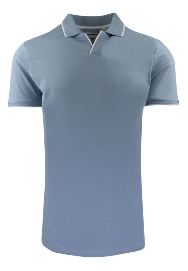 Oryginalna Koszulka Polo - Brave Soul - Niebieska. Okazja: na co dzień. Typ kołnierza: polo. Kolor: niebieski. Materiał: bawełna. Styl: casual