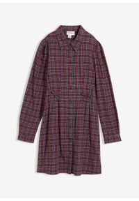 bonprix - Sukienka z długim rękawem z flaneli. Kolor: czerwony. Długość rękawa: długi rękaw #1