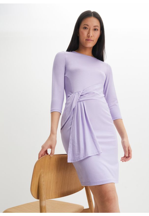 bonprix - Sukienka z dżerseju. Kolor: fioletowy. Materiał: jersey