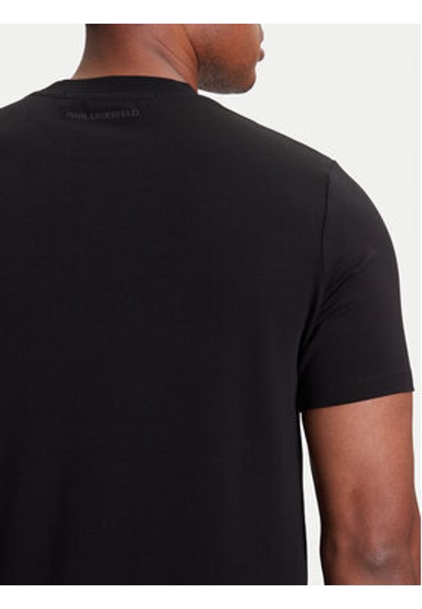 Karl Lagerfeld - KARL LAGERFELD T-Shirt 755038 553235 Czarny Regular Fit. Typ kołnierza: dekolt w karo. Kolor: czarny. Materiał: bawełna