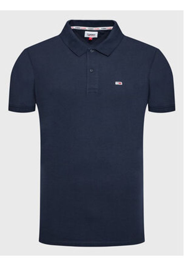 Tommy Jeans Polo DM0DM15370 Granatowy Slim Fit. Typ kołnierza: polo. Kolor: niebieski. Materiał: bawełna