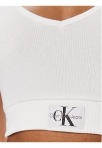 Calvin Klein Jeans Top J20J223356 Biały Slim Fit. Kolor: biały. Materiał: bawełna