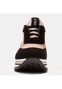 Marco Shoes Lekkie sneakersy na grubej podeszwie z naturalnej skóry czarne różowe. Kolor: różowy, czarny, wielokolorowy. Materiał: skóra #5
