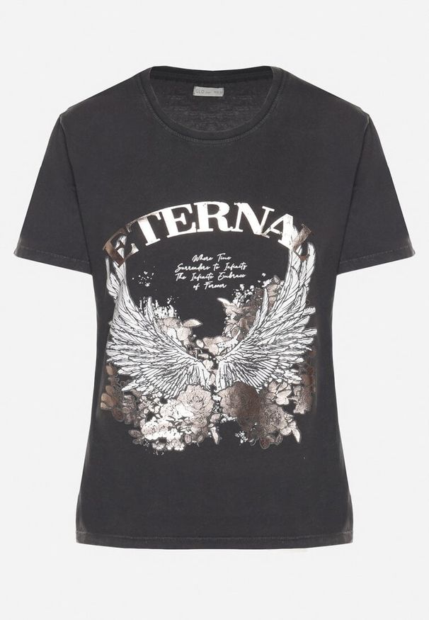 Born2be - Czarny T-shirt z Bawełny z Nadrukiem Erenova. Okazja: na co dzień. Kolor: czarny. Materiał: bawełna. Wzór: nadruk. Styl: klasyczny, casual