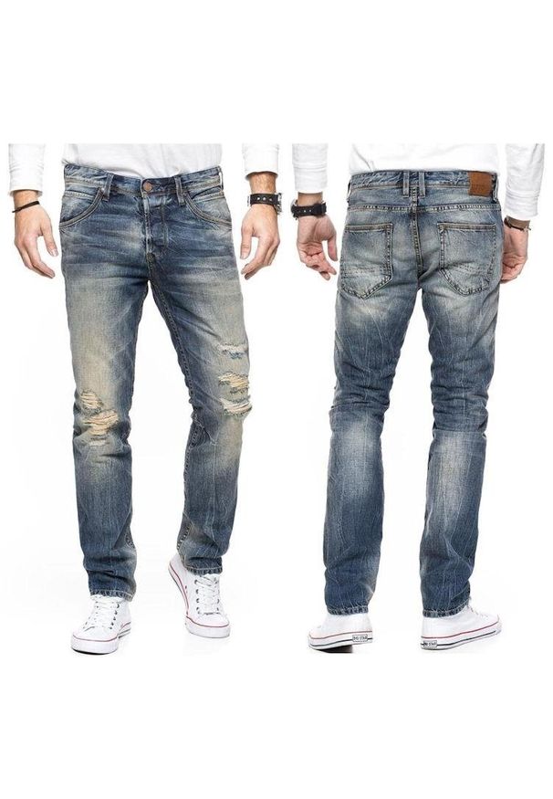 Tom Tailor - TOM TAILOR SPODNIE MĘSKIE AEDAN SLIM VINTAGE BLUE DENIM 6203519.00.12 COL. 1074. Stan: obniżony. Styl: vintage