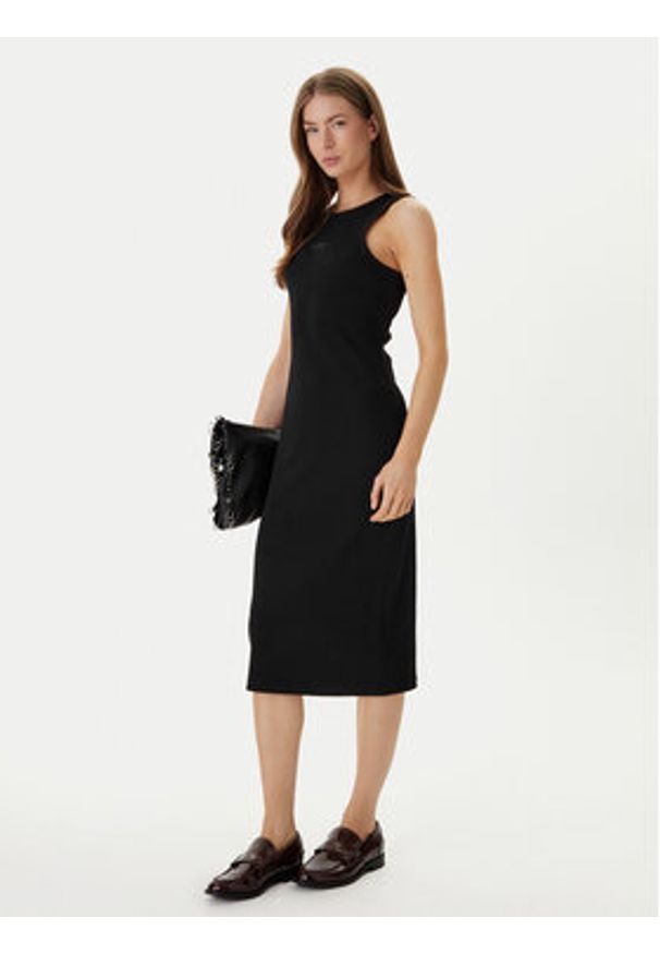 Calvin Klein Jeans Sukienka codzienna Monologo Baby LV047F242G Czarny Slim Fit. Okazja: na co dzień. Kolor: czarny. Materiał: bawełna. Typ sukienki: proste. Styl: casual