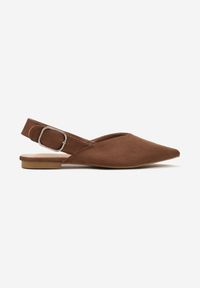 Renee - Jasnobrązowe Sandały Vices Typu Slingback z Wkładką ze Skóry Naturalnej Rallora. Okazja: na co dzień, na spacer. Zapięcie: sprzączka. Kolor: brązowy. Materiał: skóra. Wzór: nadruk. Obcas: na obcasie. Styl: elegancki, casual. Wysokość obcasa: średni #4