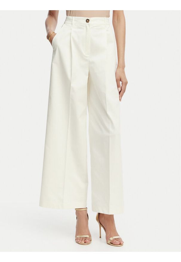 Marella Spodnie palazzo Aceri 2615131071 Écru Wide Leg. Kolor: kremowy. Materiał: bawełna