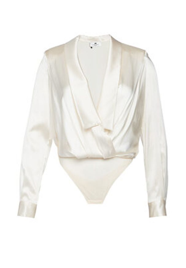 Elisabetta Franchi Body CB-007-57E2-V490 Beżowy Regular Fit. Kolor: beżowy. Materiał: jedwab