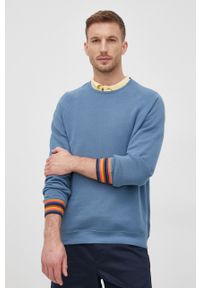 Paul Smith bluza bawełniana męska gładka. Kolor: niebieski. Materiał: bawełna. Wzór: gładki