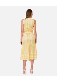 Elisabetta Franchi - ELISABETTA FRANCHI - Żółta sukienka midi w paski. Okazja: na imprezę, na co dzień. Kolor: żółty. Wzór: paski. Typ sukienki: rozkloszowane. Styl: casual, wizytowy. Długość: midi #3