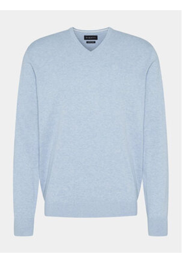 Bugatti Sweter 7300 95510 Błękitny Regular Fit. Kolor: niebieski. Materiał: bawełna