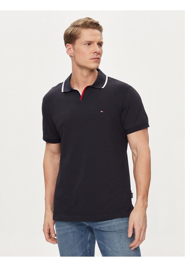 TOMMY HILFIGER - Tommy Hilfiger Polo MW0MW34772 Granatowy Regular Fit. Typ kołnierza: polo. Kolor: niebieski. Materiał: bawełna