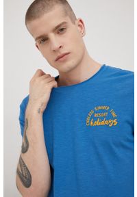 Tom Tailor t-shirt bawełniany z nadrukiem. Kolor: niebieski. Materiał: bawełna. Wzór: nadruk
