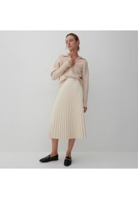 Reserved - Plisowana spódnica - Kremowy. Kolor: kremowy #1